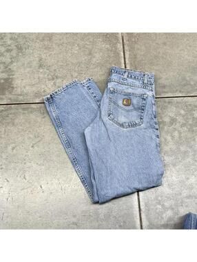 vintage carhartt faded blue relaxed baggy fit jeans size 32 x 32
